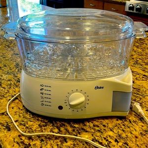 Oster Steamer for fish, chicken, vegetables, rice, corn, hotdogs, etc…